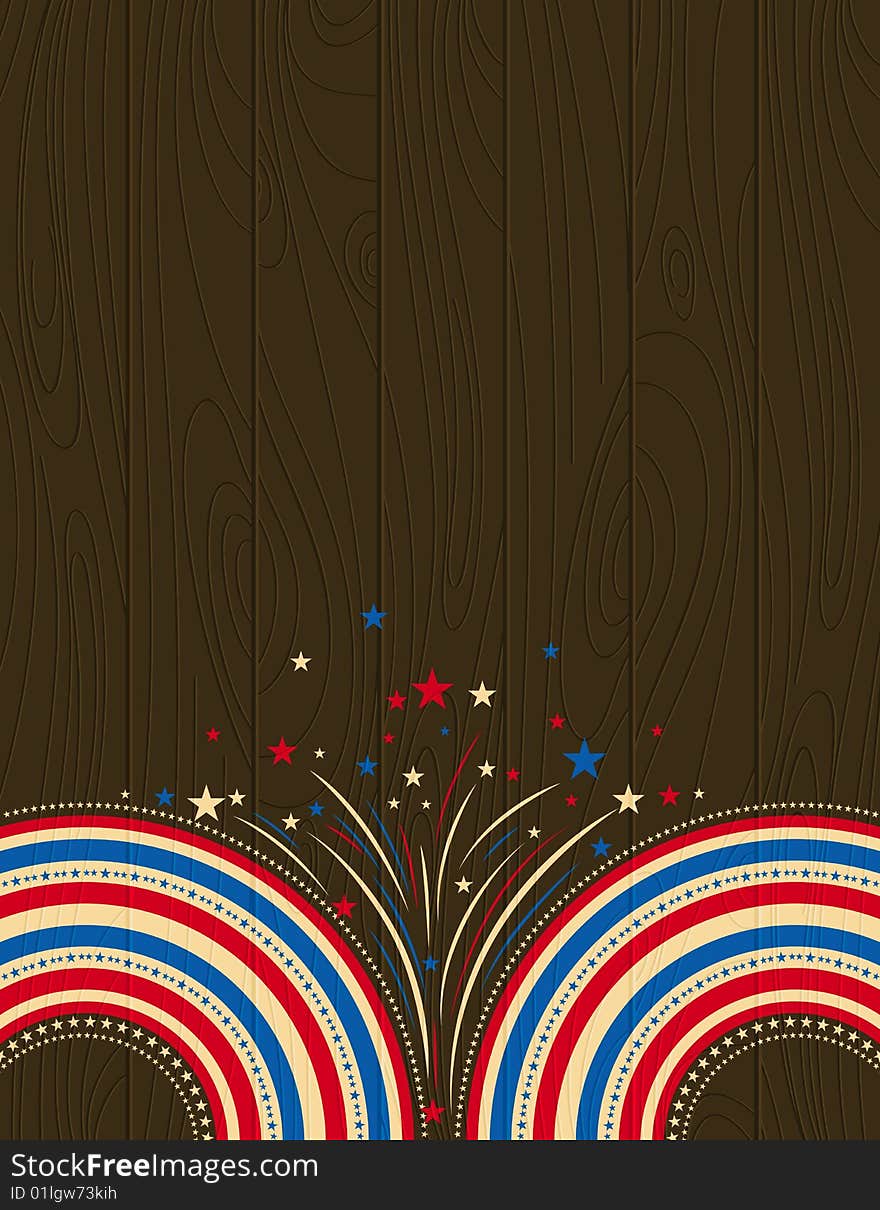 Wooden usa background with stars, vector illustration