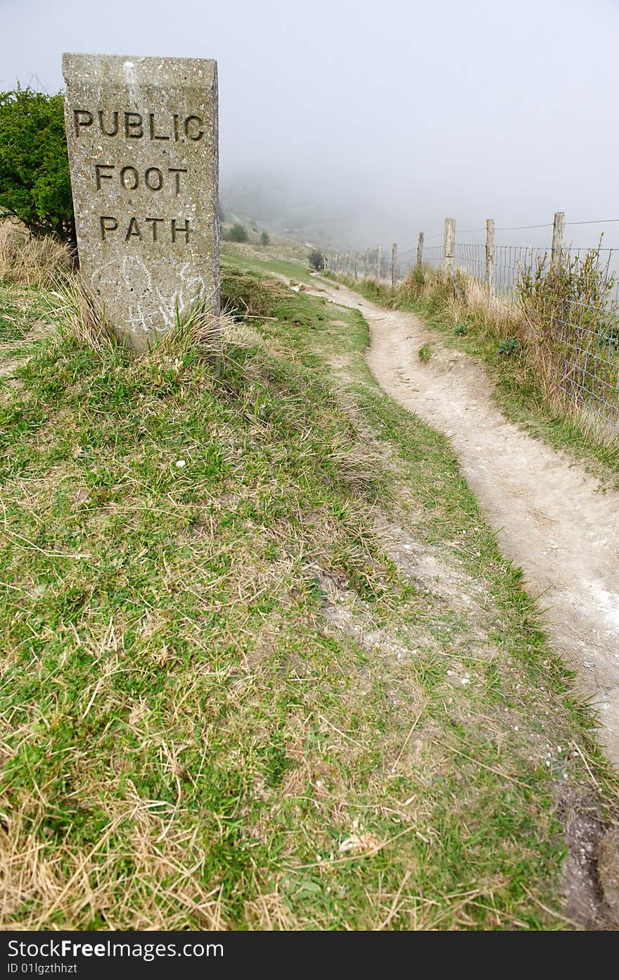 Public foot path near Dover White Cliffs, UK