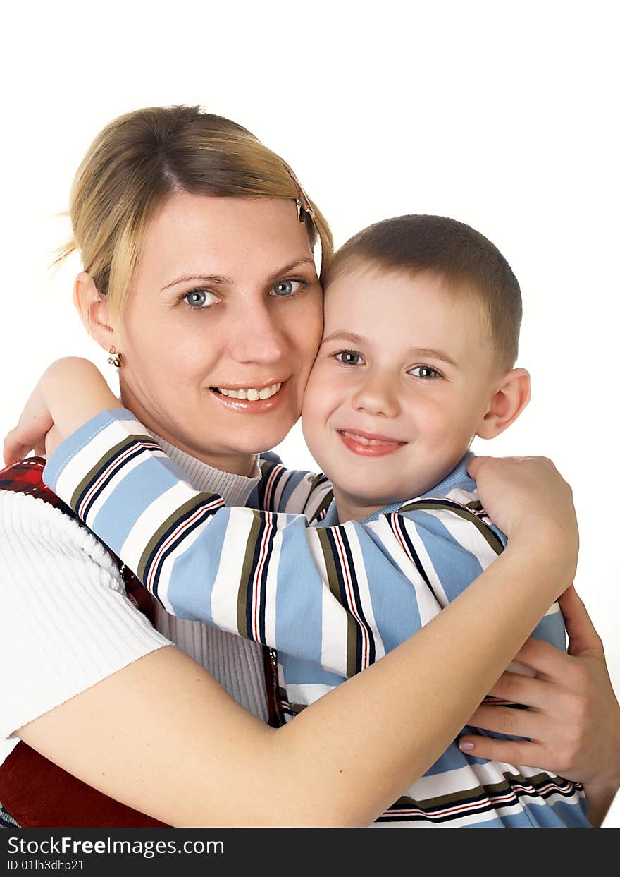 The little boy with mum on the isolated. The little boy with mum on the isolated