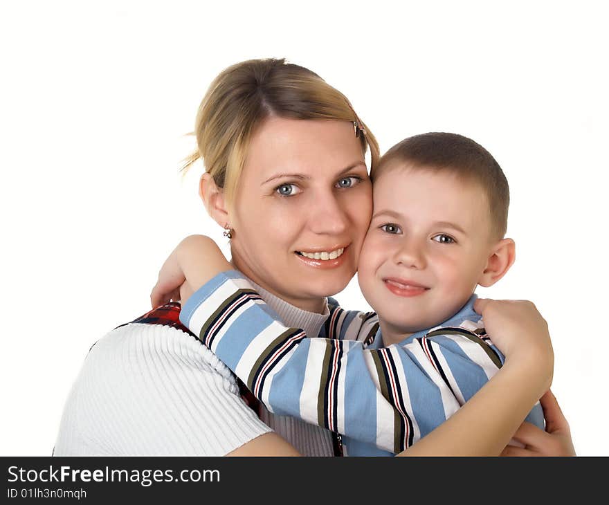 The little boy with mum on the isolated. The little boy with mum on the isolated