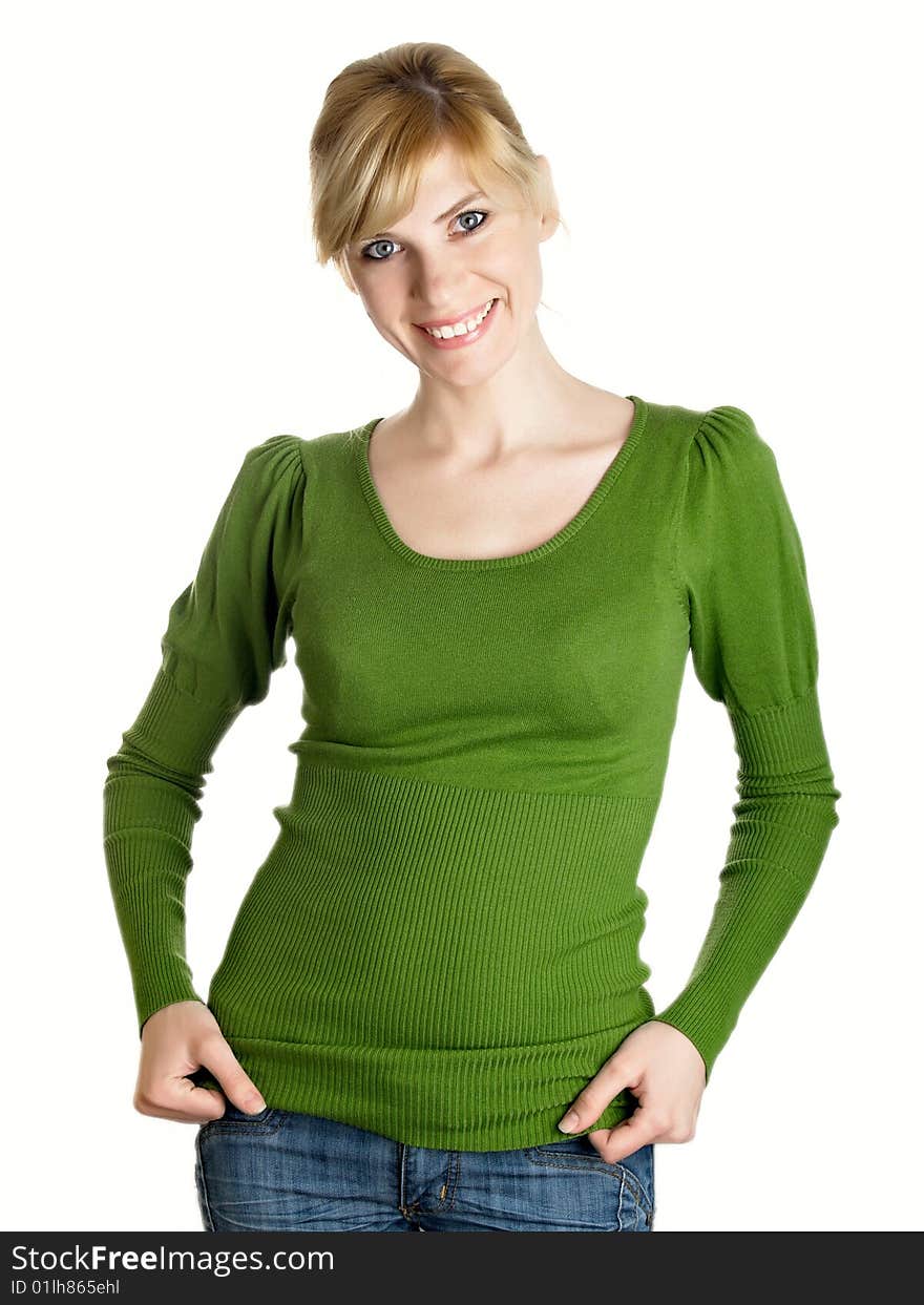 Portrait of the beautiful sexual girl in green. Portrait of the beautiful sexual girl in green