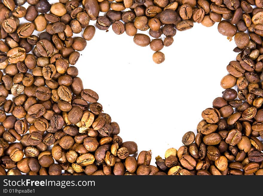 Aromatic sweet coffee in white background