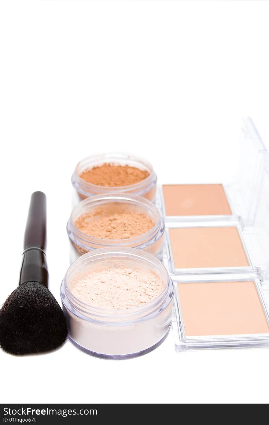 Make- up set on white background. Make- up set on white background