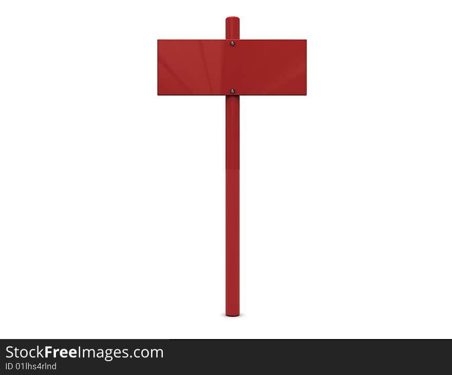 3d illustration of blank red sign over white background