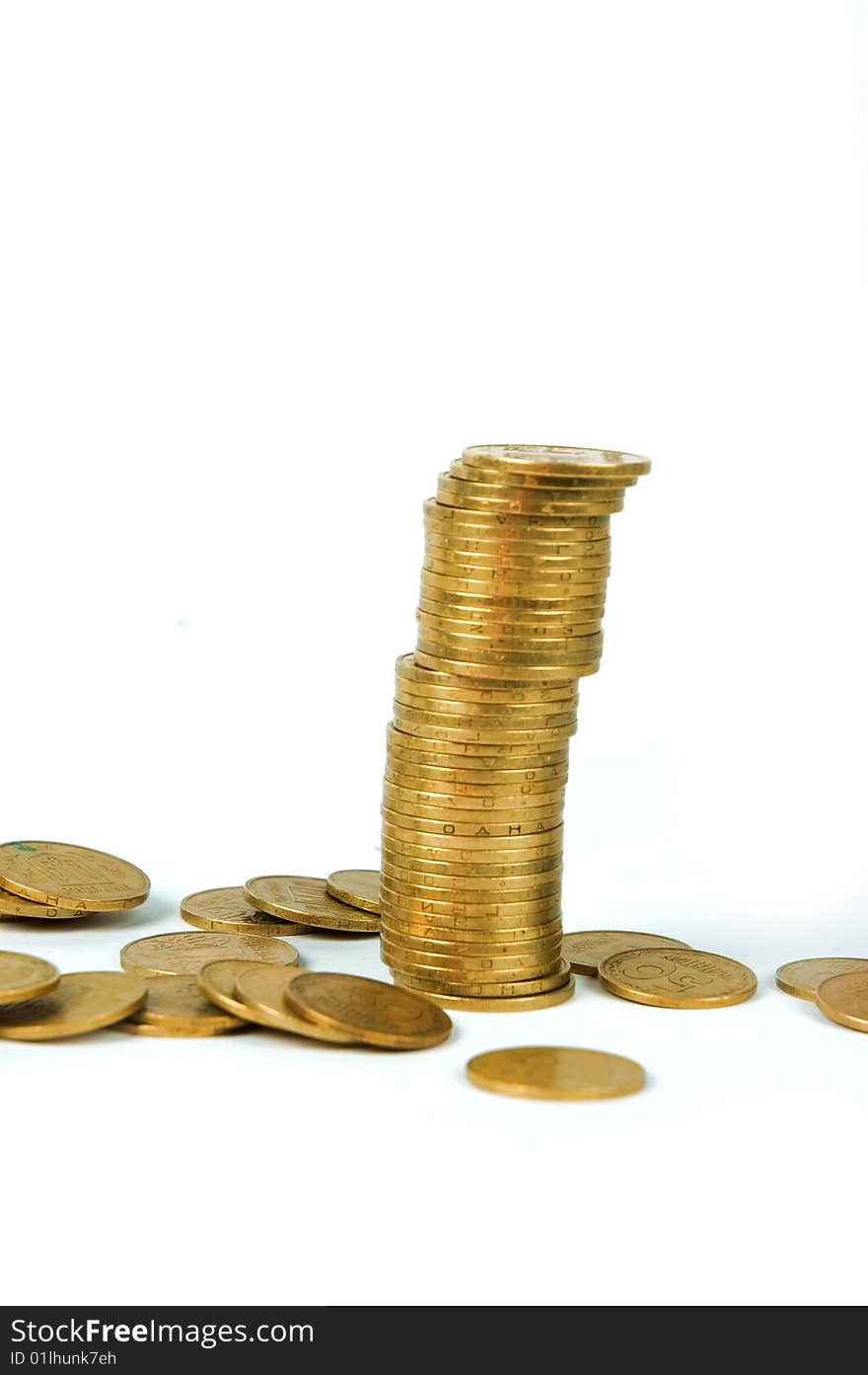 Close-up photo of isolated pill of coins. Close-up photo of isolated pill of coins