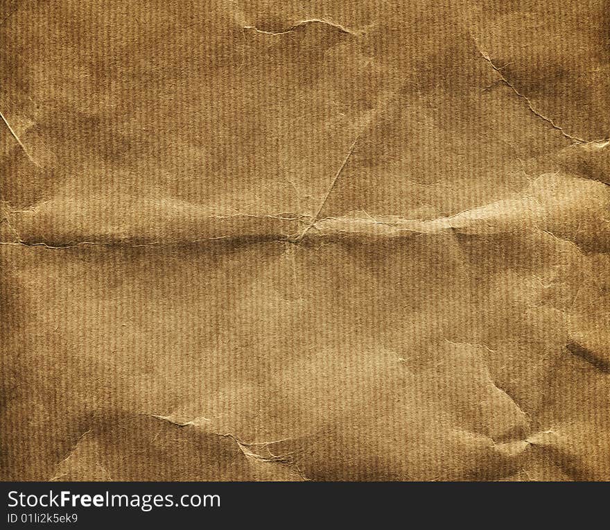 Crumpled piece of old brown paper. Crumpled piece of old brown paper.