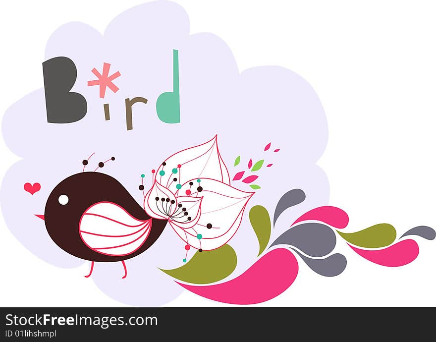 Bird and tree wallpaper design