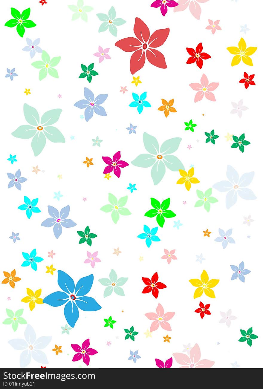 Illustration, colorful floral background