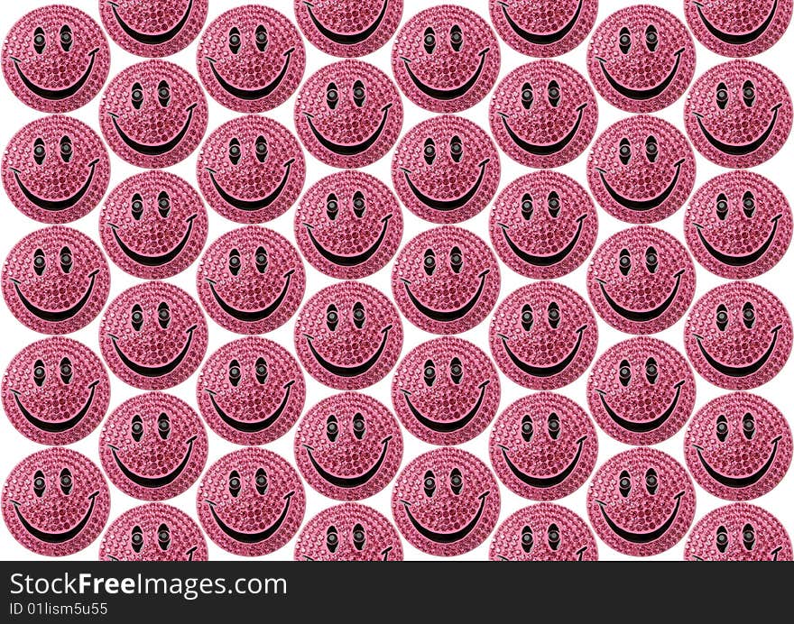 Pink smiling icons on white background. Pink smiling icons on white background