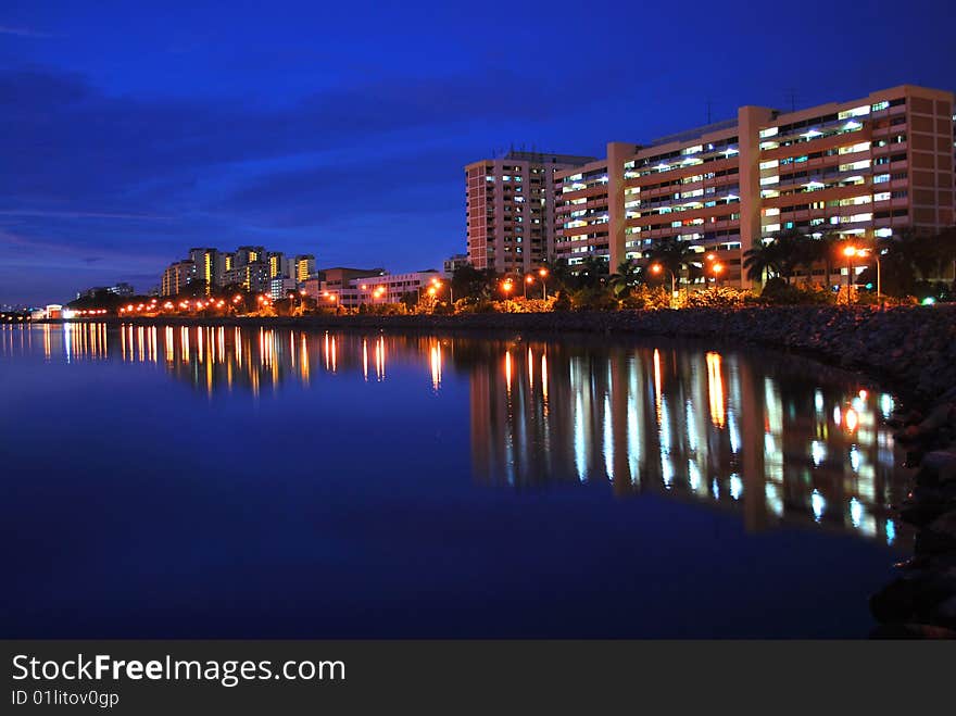 Night view of residential building