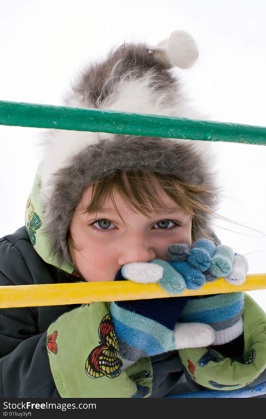 Portrait of the girl in the winter