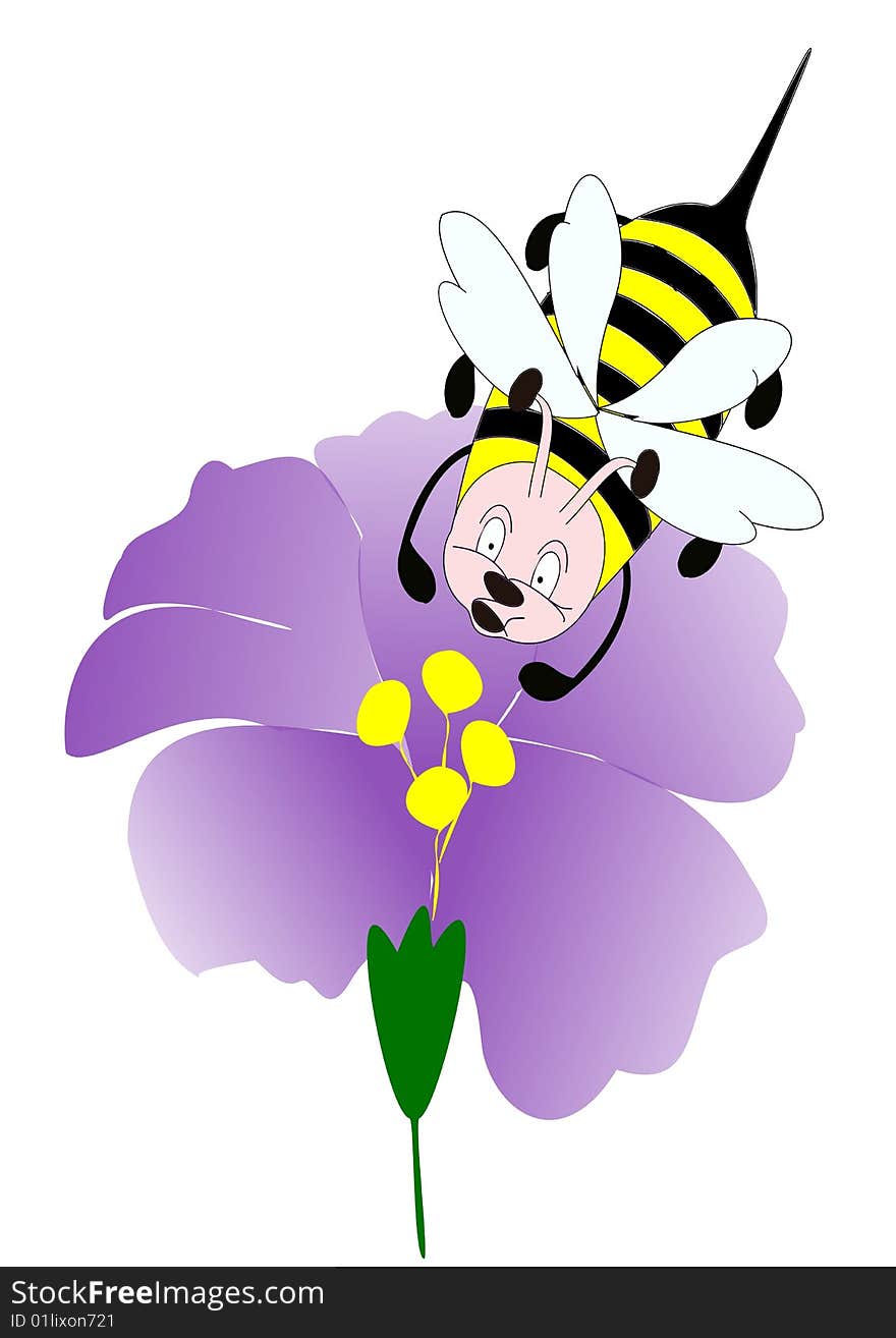 Image depicting the fantasy of flying bee on a flower