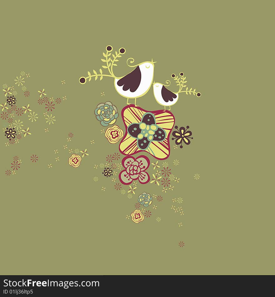 Cute little bird design wallpaper