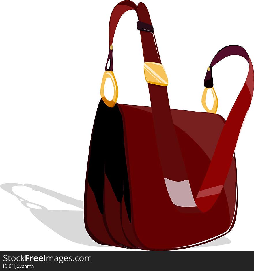 One simple red bag on white background