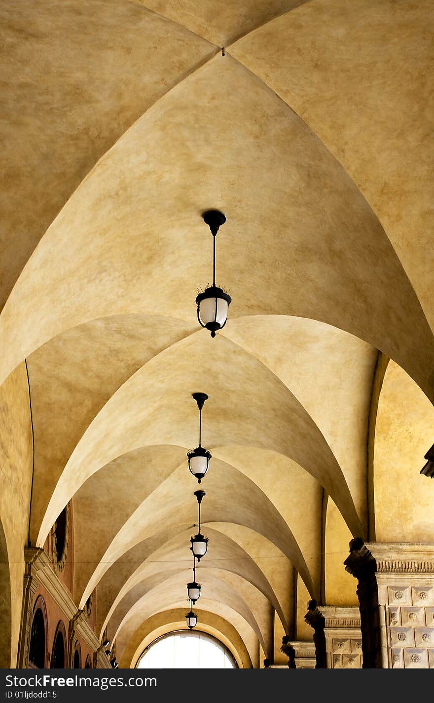 Porch with antique chandeliers and vaulted. Porch with antique chandeliers and vaulted