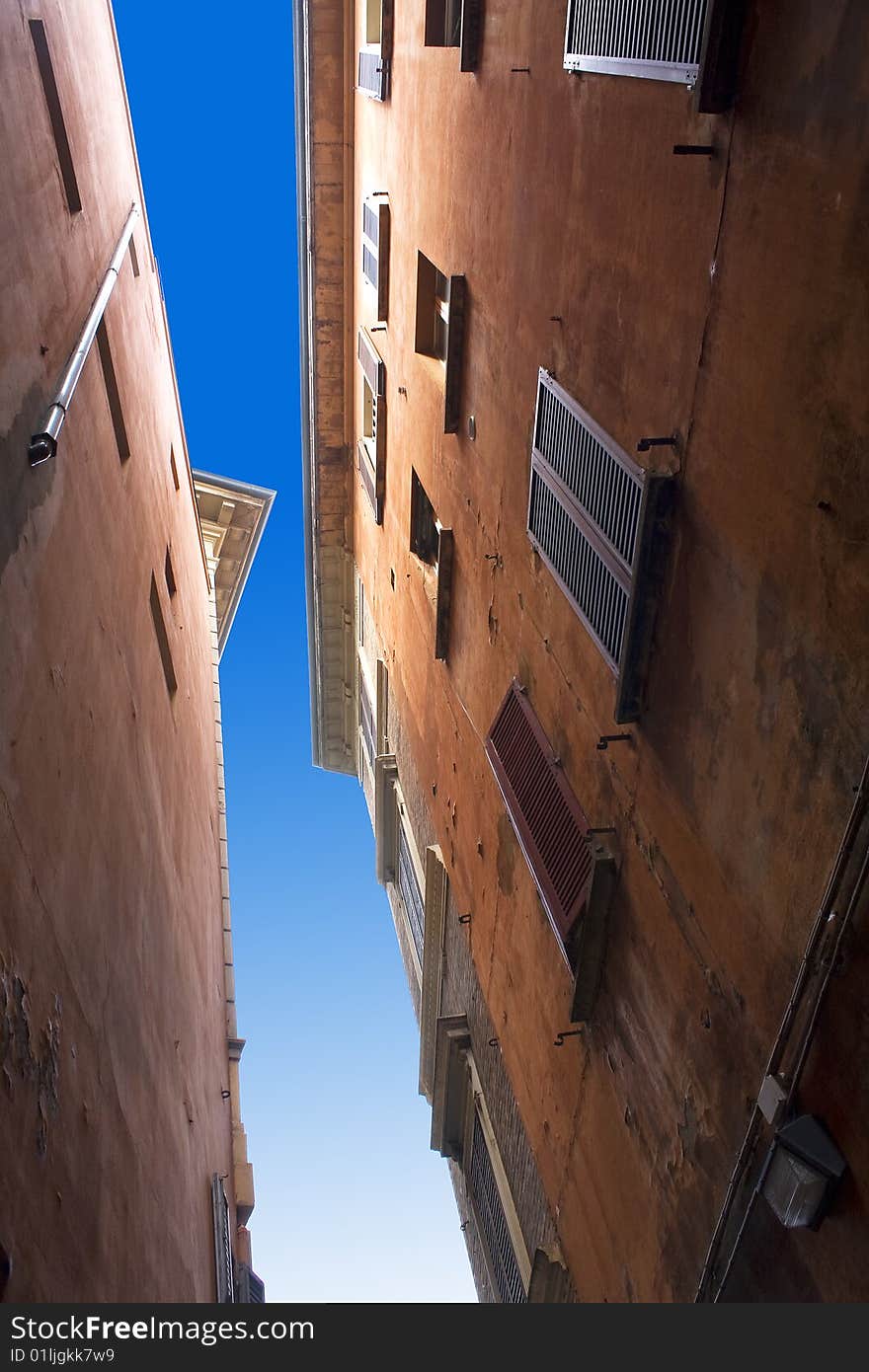 Neighboring buildings seen from below. Neighboring buildings seen from below