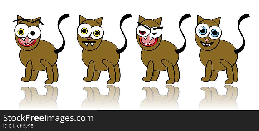 Vector Collection of Silly Cat Illustrations