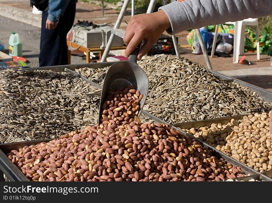 Fresh organic nuts and sunflower seeds