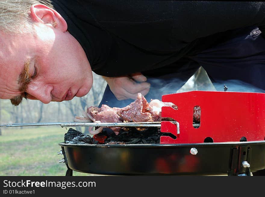 Blowing up the barbecue fire