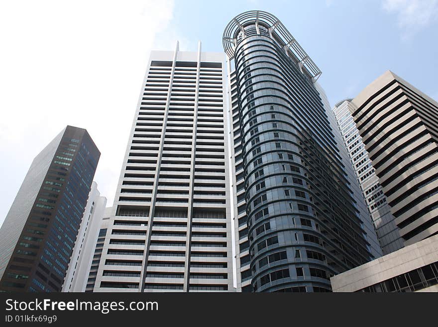 Modern financial skyscrapers in business district of Singapore