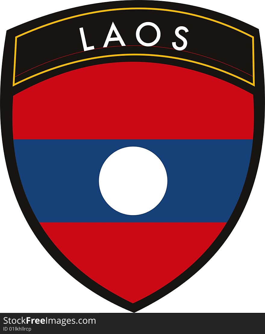 Laos vector crest flag on withe background. Laos vector crest flag on withe background