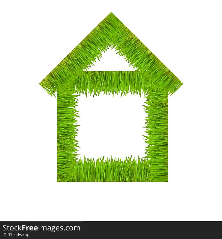 Concept of the house from a green juicy grass