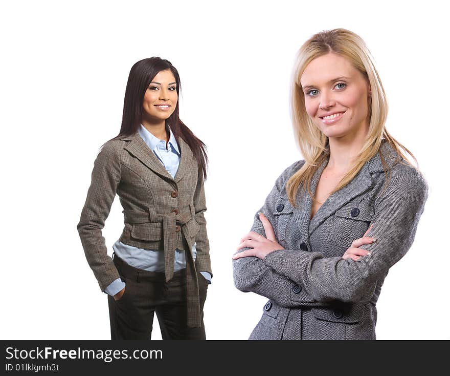 Female business team isolated on white in the studio