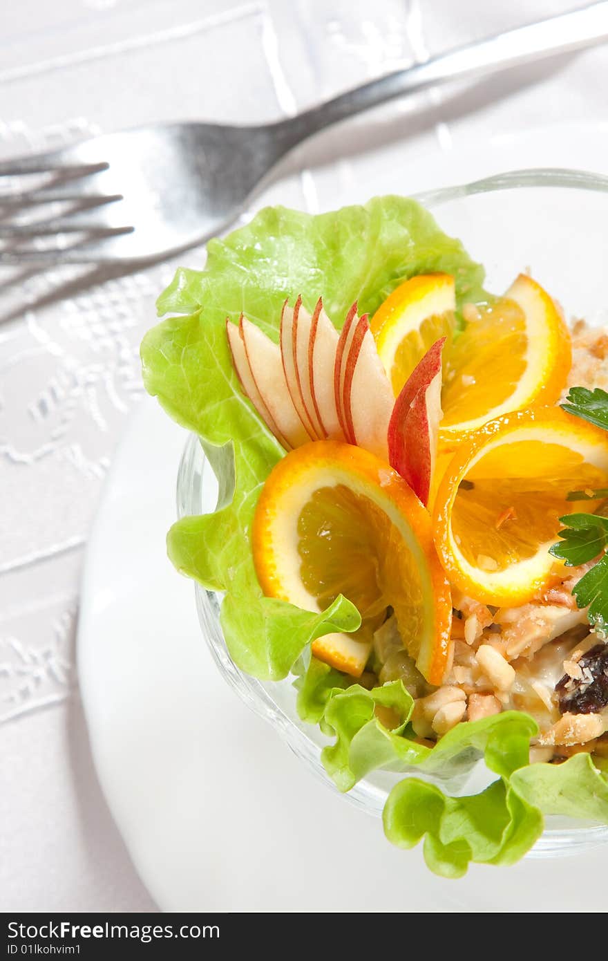 Fork salad with apples and nuts