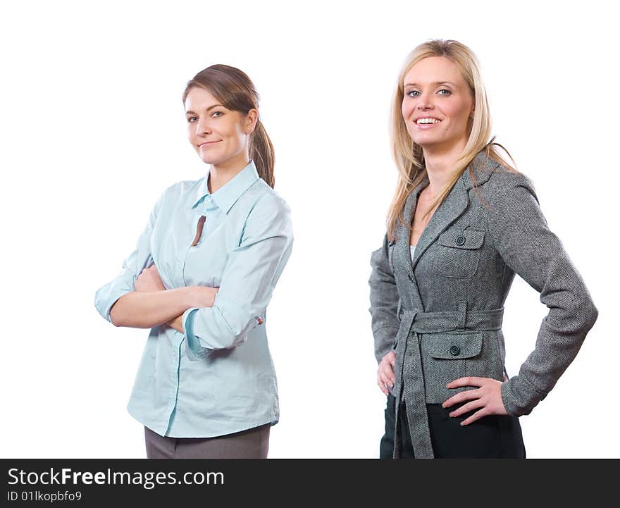 Female business team isolated on white in the studio