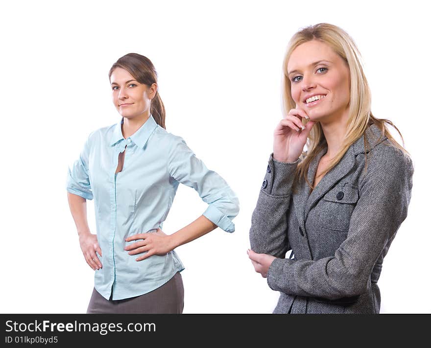 Female business team isolated on white in the studio