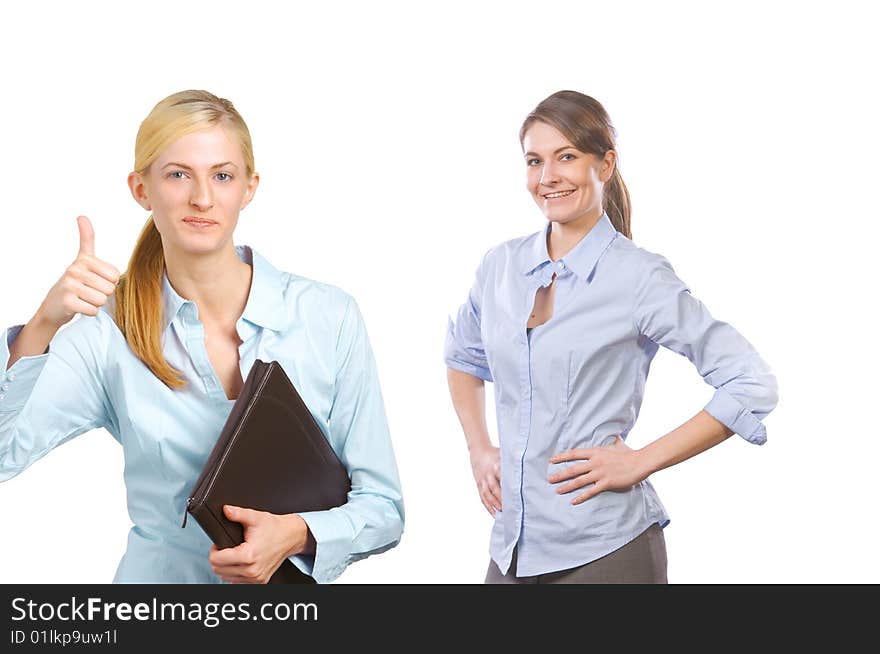 Female business team isolated on white in the studio