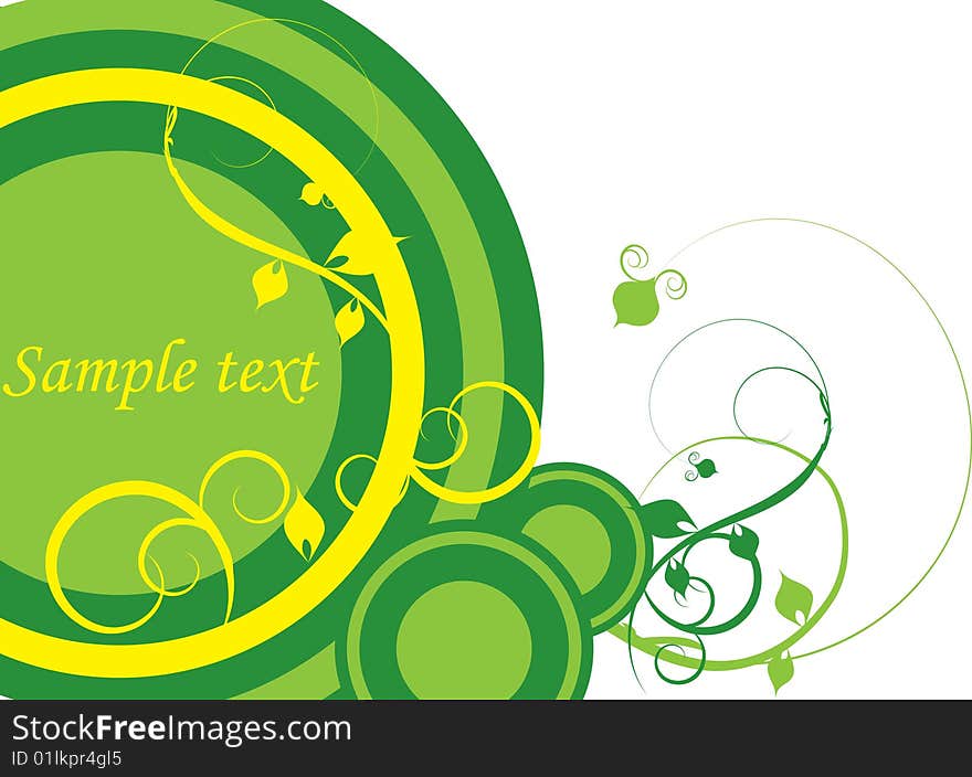 Decorative green and yellow circle with space for text