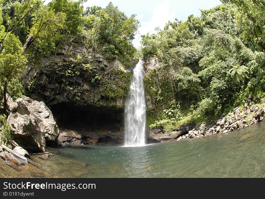 Tavorno waterfall on the Fijian Island of Taveuni