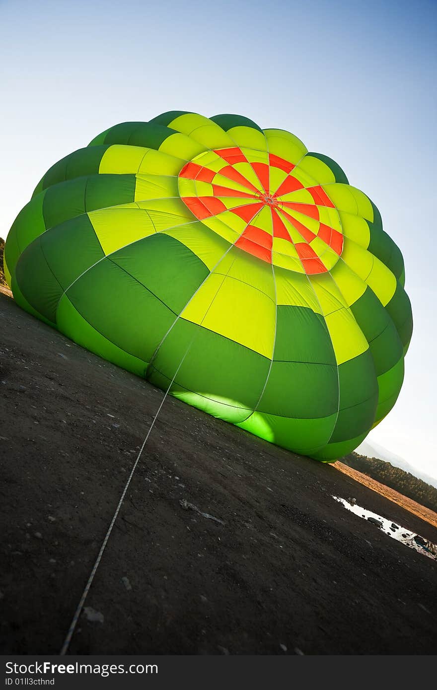 Hot air balloon being inflated. Hot air balloon being inflated