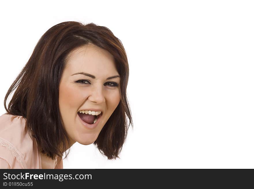 Portrait of an attractive young woman isolated on white background