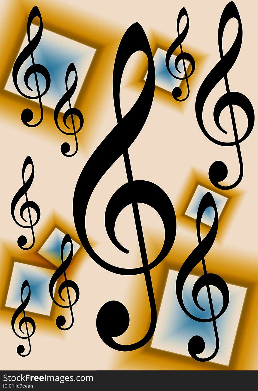 An image of a music background using treble clefs. An image of a music background using treble clefs.