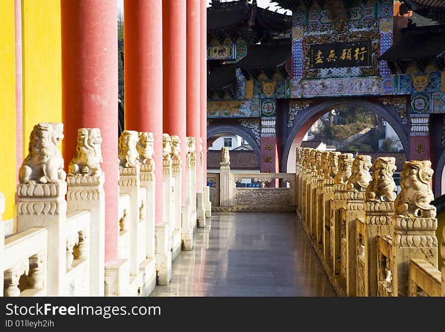 Gallery in the chinese temple. Gallery in the chinese temple