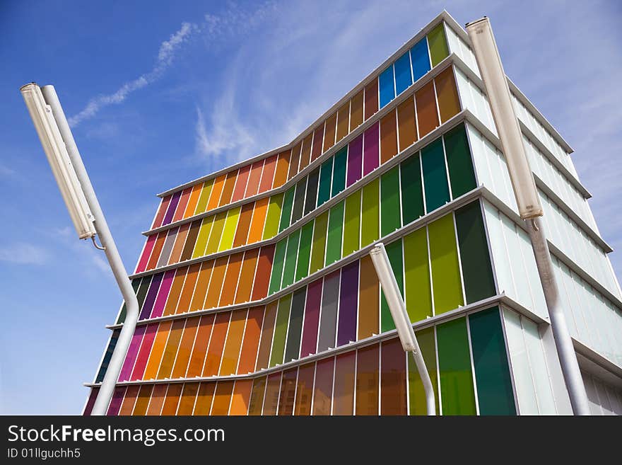 Modern multi colored building from Leon, Spain. Modern multi colored building from Leon, Spain