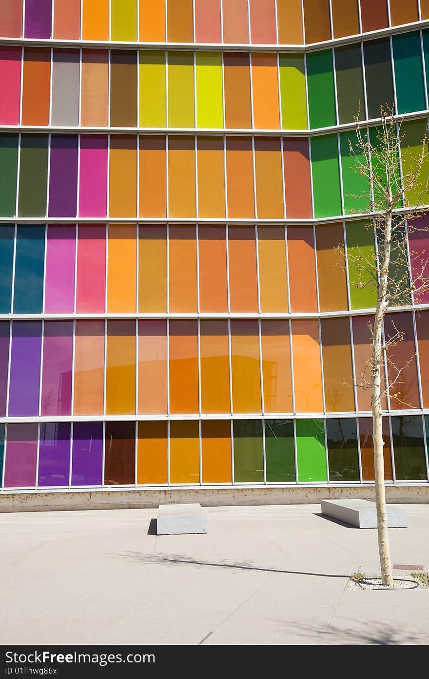 Modern multicolored building from Leon, Spain. Modern multicolored building from Leon, Spain