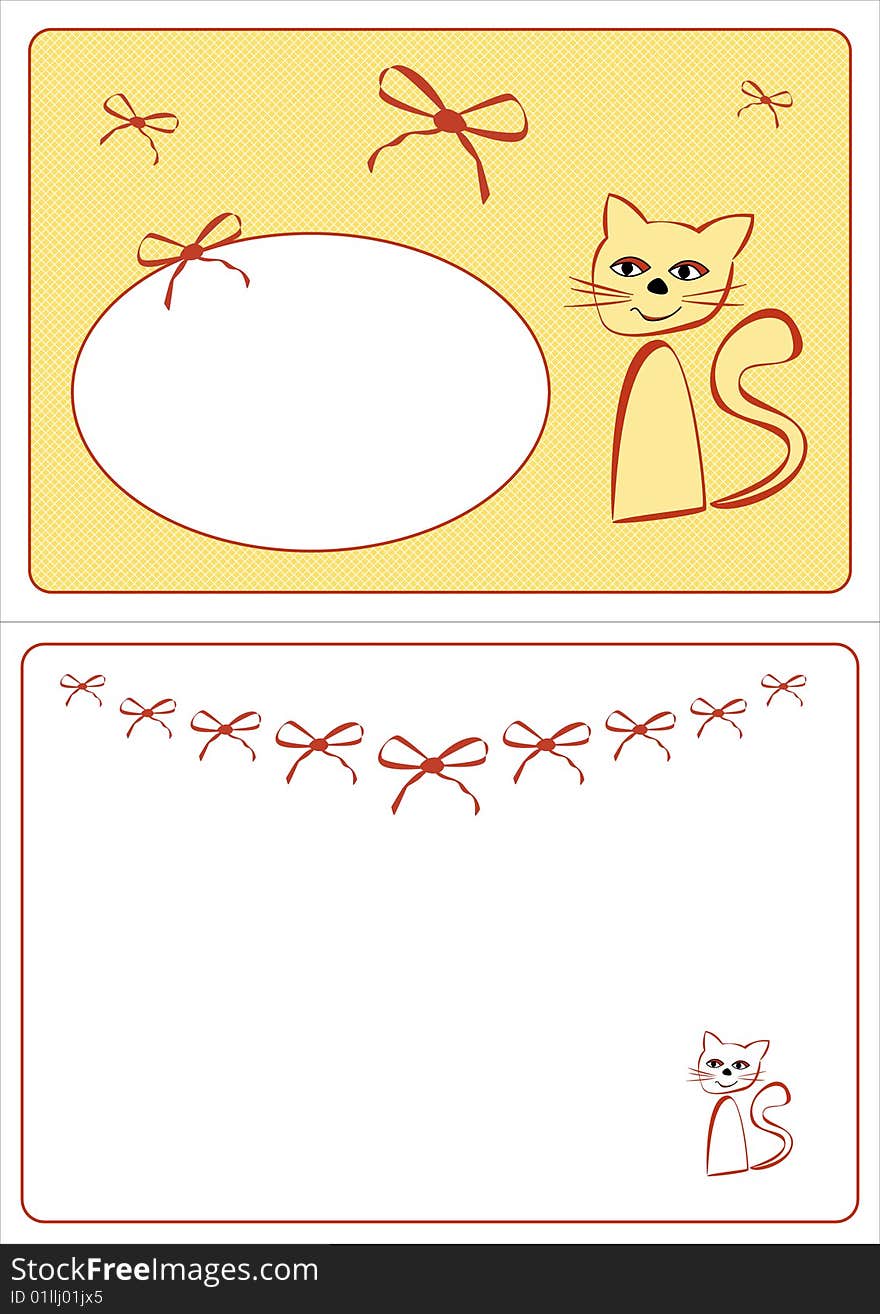 Graphic set with cat and ribbons