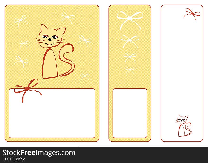 Graphic set with cat and ribbons