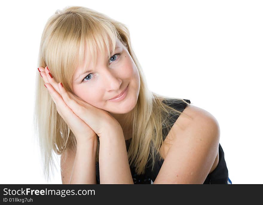 Portrait of a beautiful woman. Isolated on white background