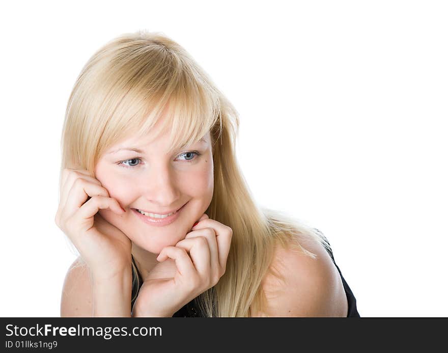 Portrait of a beautiful woman. Isolated on white background