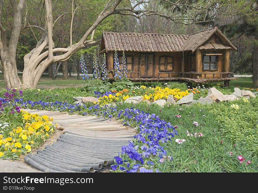 Small house on a lawn