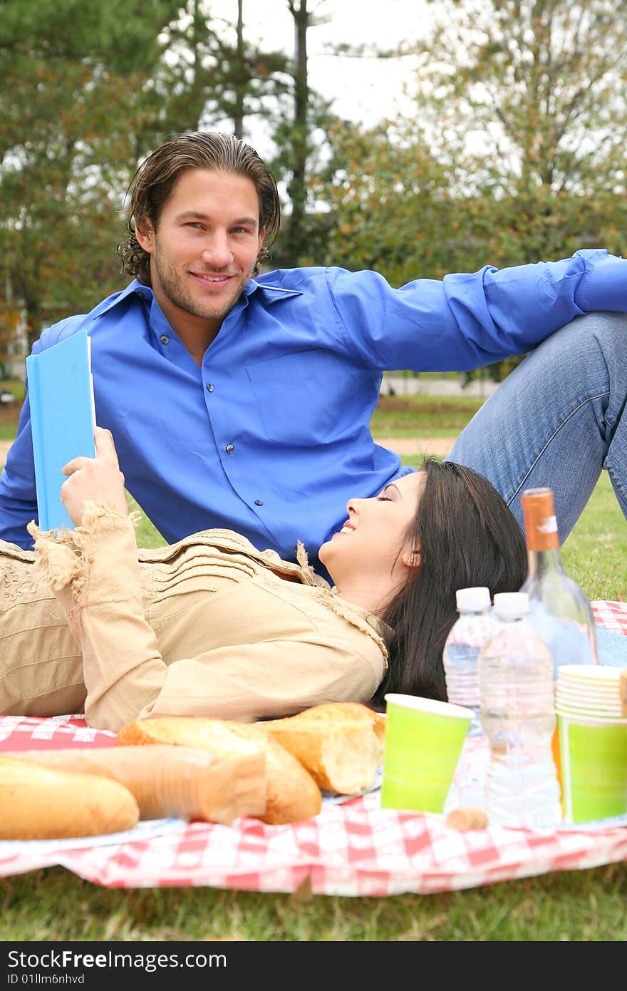 Couple Enjoying Summer Picnic Outdoor