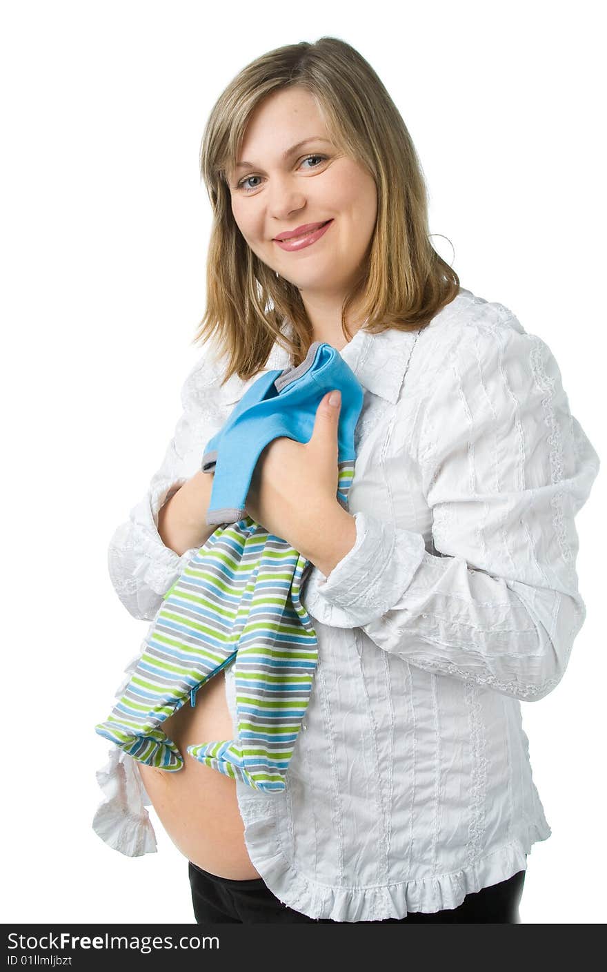 The pregnant woman. Isolated on white background