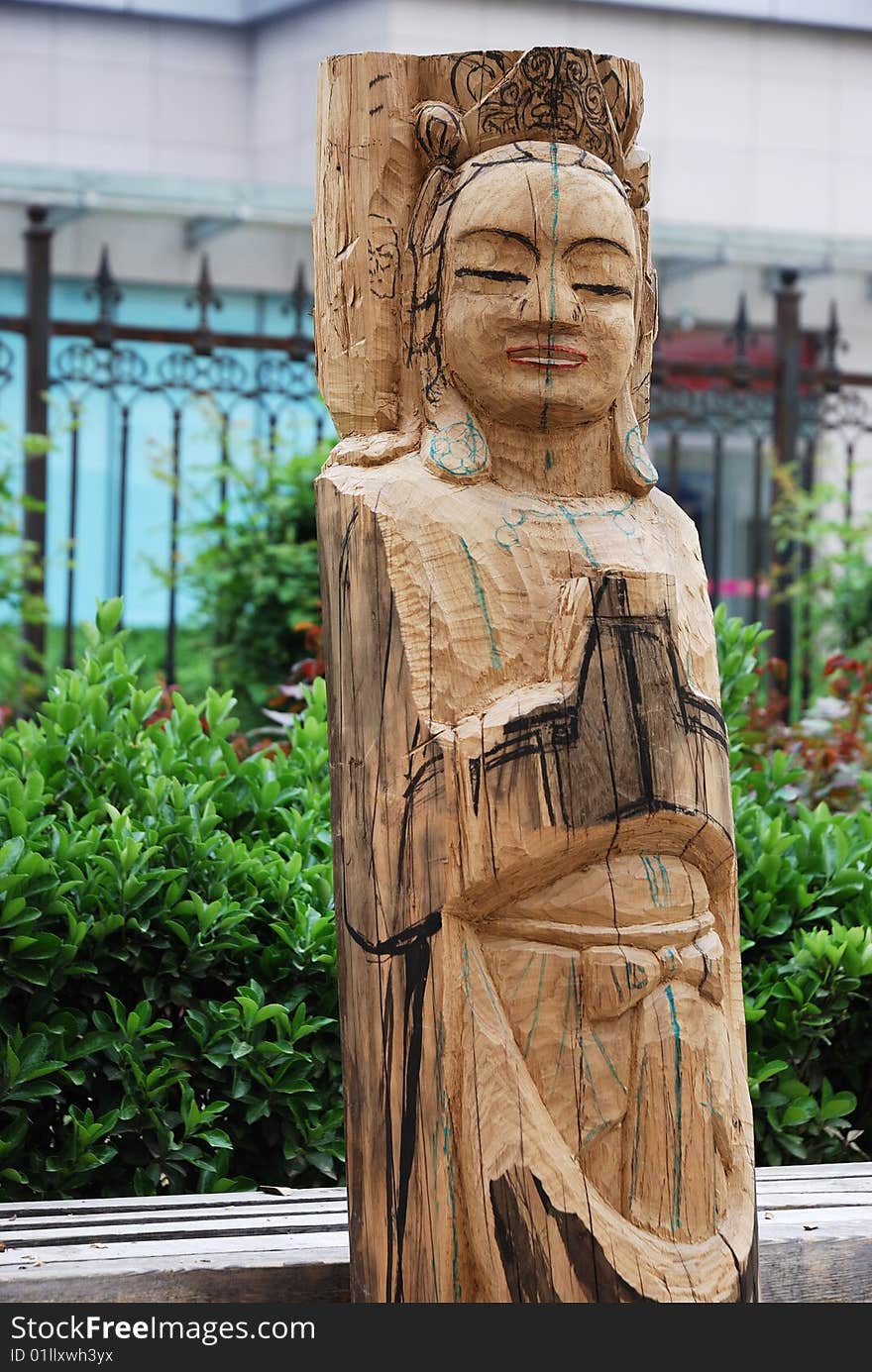 An unfinished Wooden Carving of Bodhisattva. Made of a kind of valuable wood, specially for the royalty in the past.