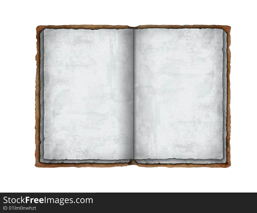 Blank ancient book (isolated on white with clipping paths)