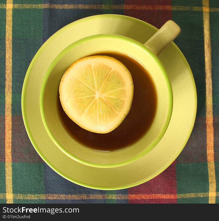 Cup of tea with lemon