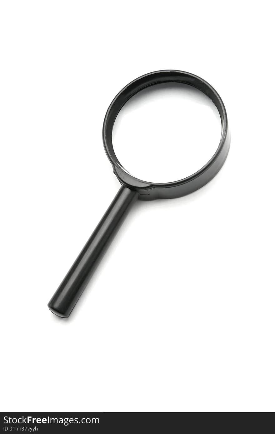 Simply black magnifier isolated on white. Simply black magnifier isolated on white